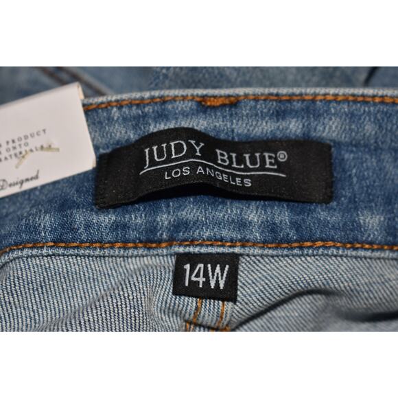 JUDY BLUE NEW $85 Destroyed High Rise‎ Control Top Skinny Stretch Denim Jean 14W - Picture 4 of 5